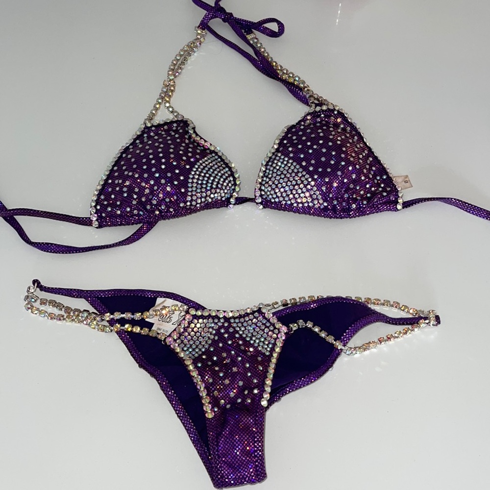 NPC, IFBB purple bikini competition suit